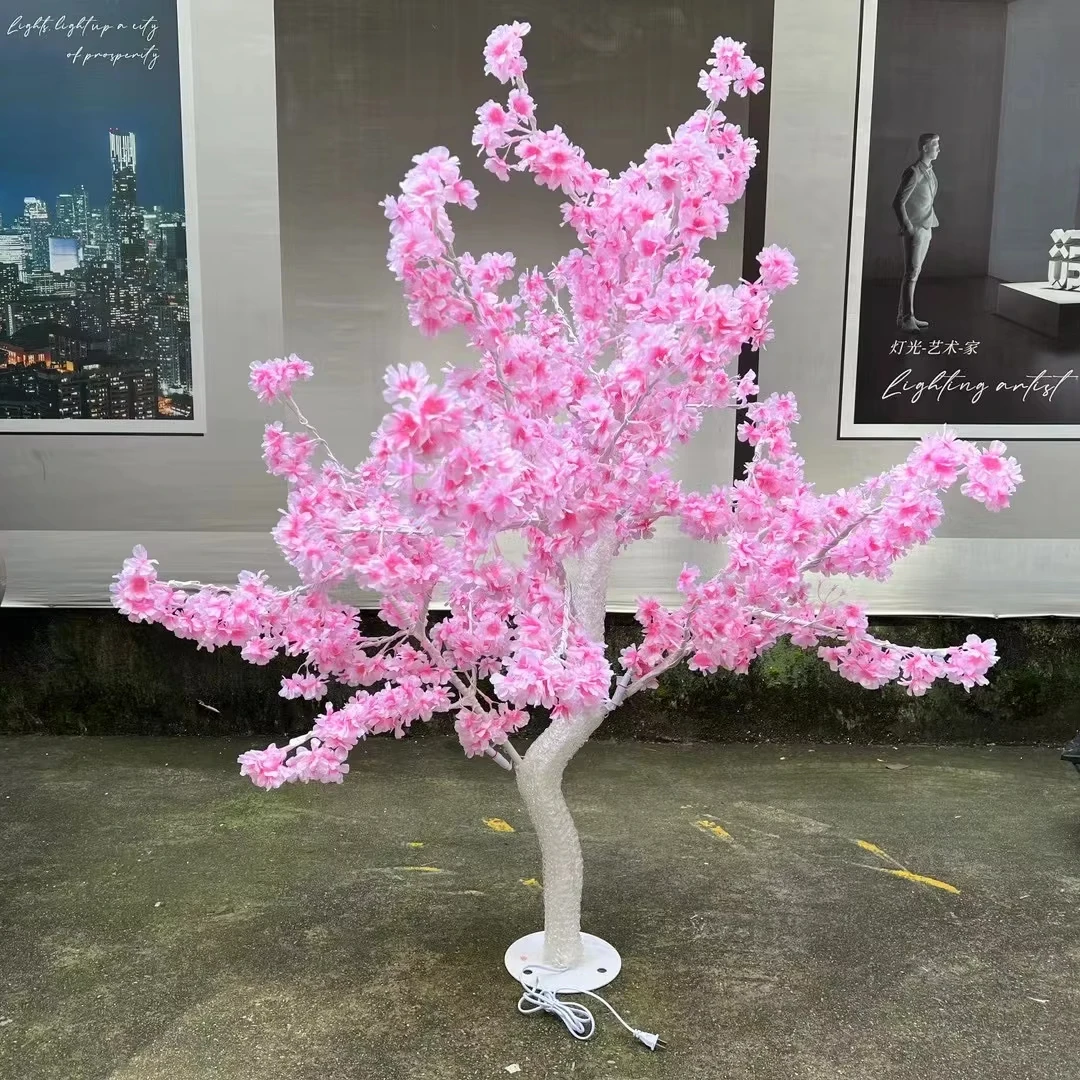 2.5m Artificial Cherry Flower Tree Light Indoor Outdoor Fabric Cloth LED Tree Light for Landscape Lighting and Decoration