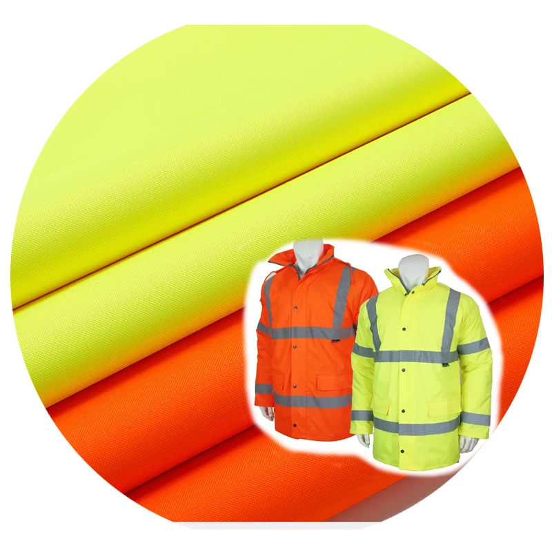 300D Polyester fluorescent yellow oxford with PU milky moisture ability for bomber