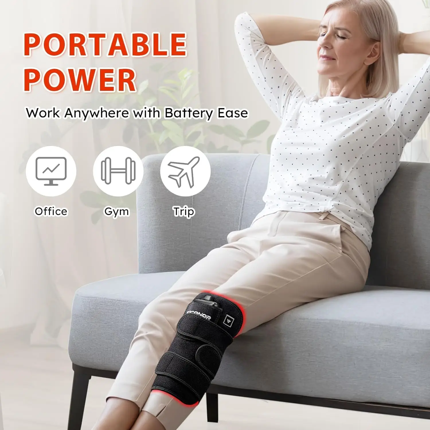 APP Control Red Light Therapy Device for Knee Elbow Joint Pain Therapy Pad with 660nm Light and 850nm Near Knee Infrared Light