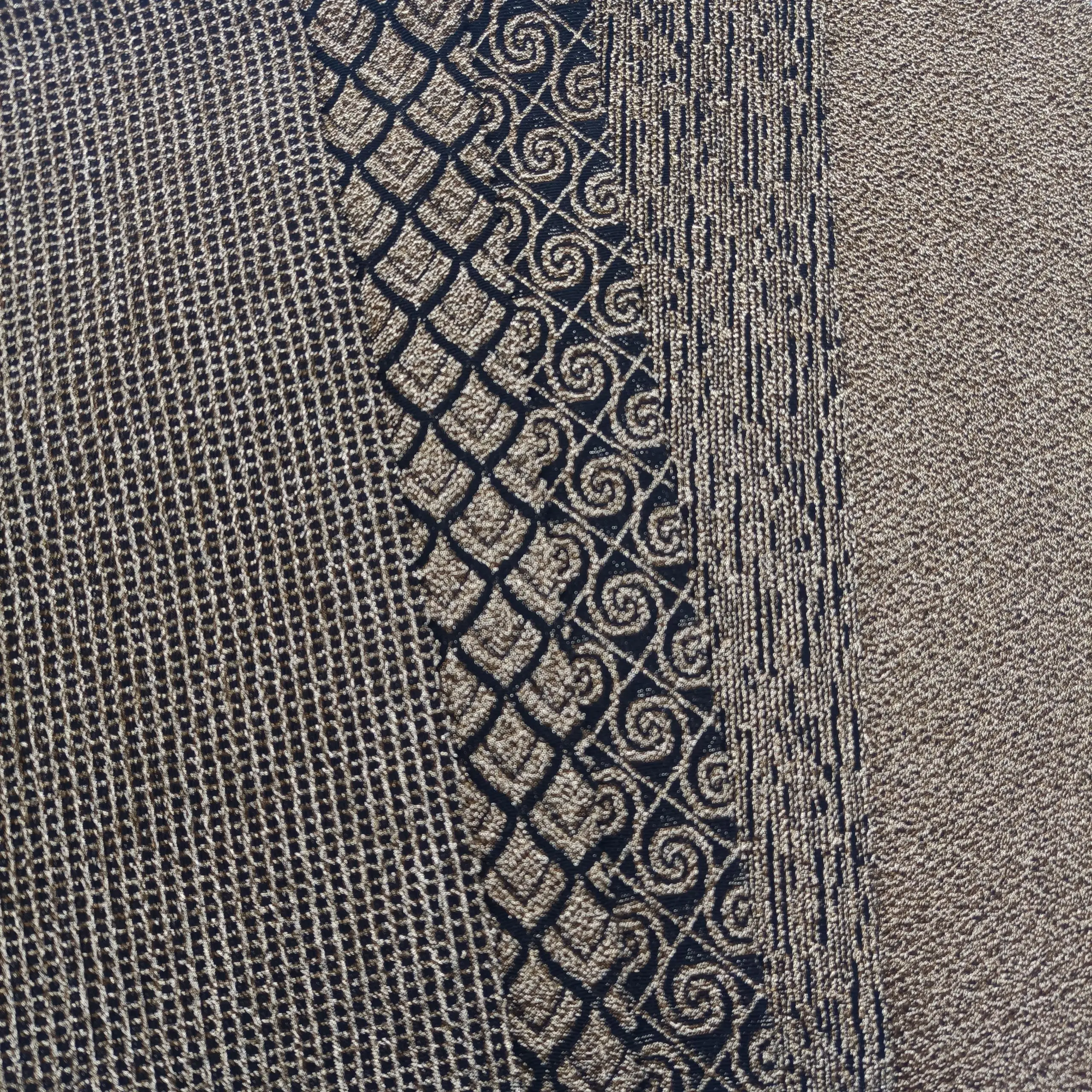 Custom pattern Polyester spandex Knit fabric gold metallic fabric jacquard lurex knit fashion fabric