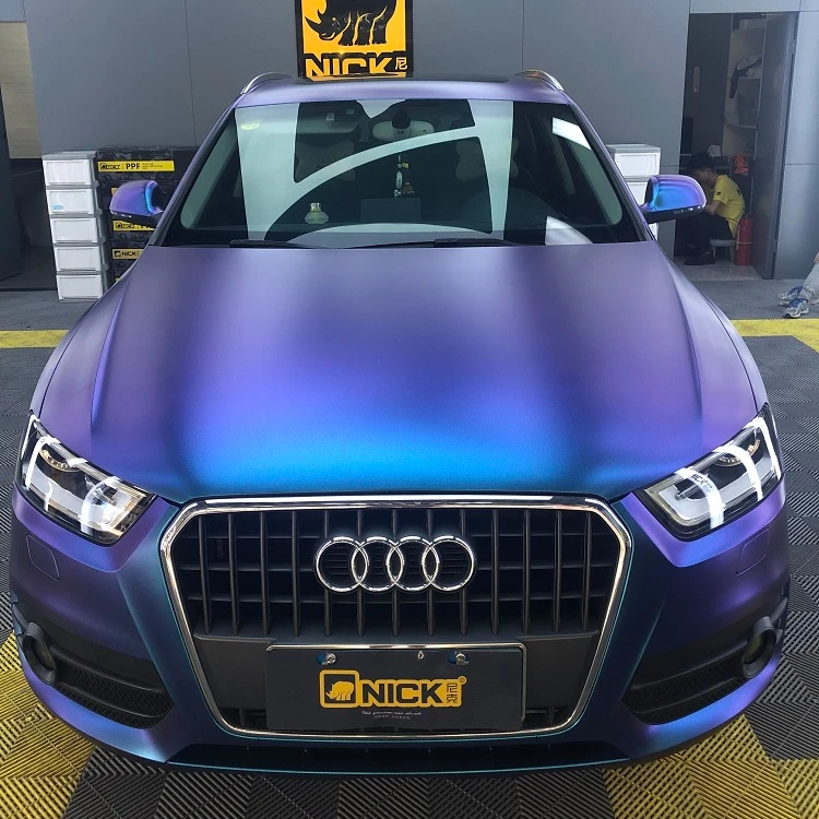 New Arrival Diamond Matte Chameleon Purple Charm Blue Car Wrap Vinyl Chrome Car Vinyl Wrap Chameleon Car Wrap Purple Vinyl