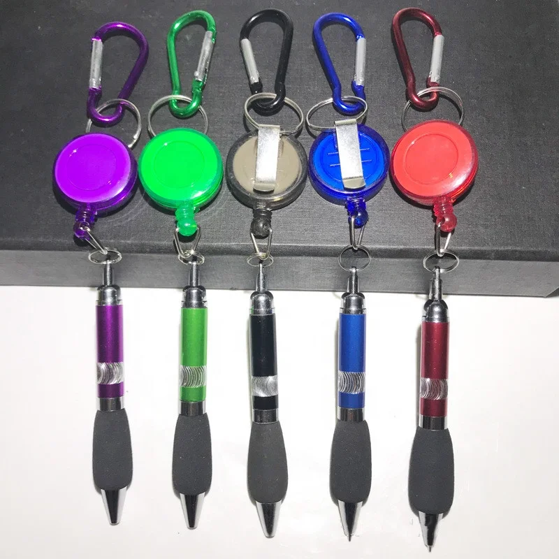 
Factory retractable ball pen with retractable badge holder 