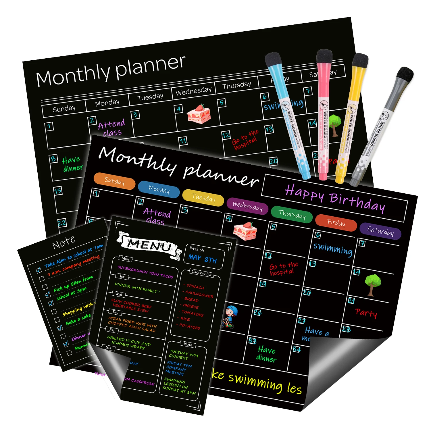 Черная доска UCI ежедневный Еженедельный ежемесячный планировщик Магнитная сухая стираемая доска для холодильника