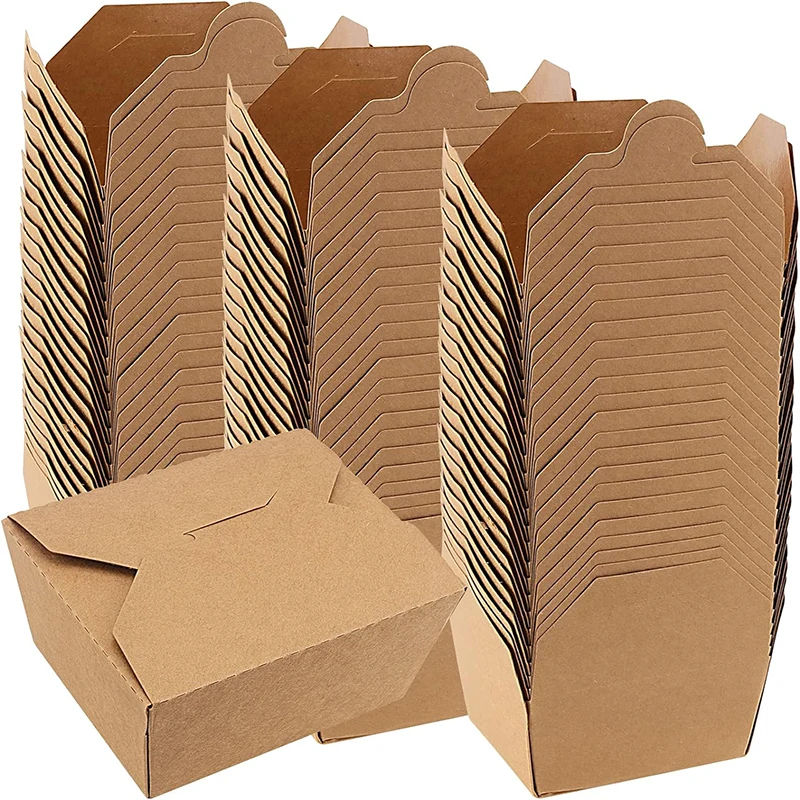 Take Out Food Containers Kraft Brown Paper To Go Box Grease Resist Paper Lunch Box Cardboard Take Out Box