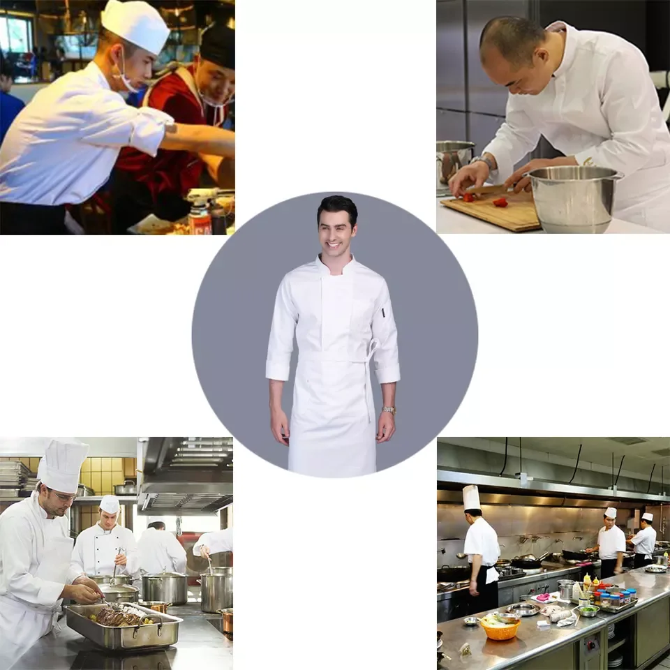 Custom High Quality Long Sleeve Stand Collar Hotel Restaurant Service Staff Uniform Sushi Chef Uniform For Men