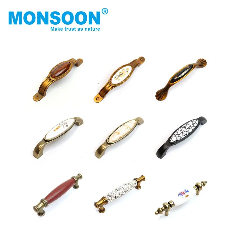 antique distress furniture handle elegant flower ceramic porcelain dresser drawer cabinet handles