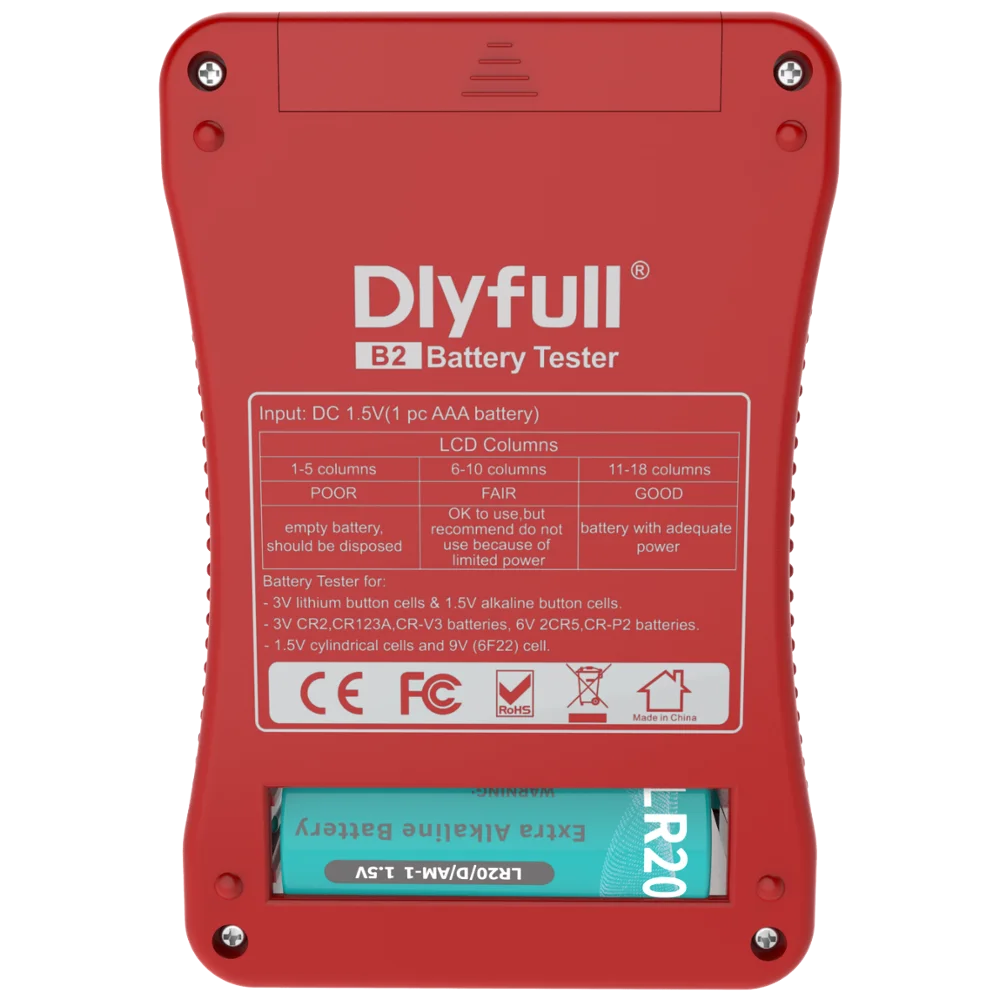 DLYFULL B2 UNIVERSAL BATTERY TESTER FOR 1.5V 3V 6V 9V RECHARGEABLE BATTERIES