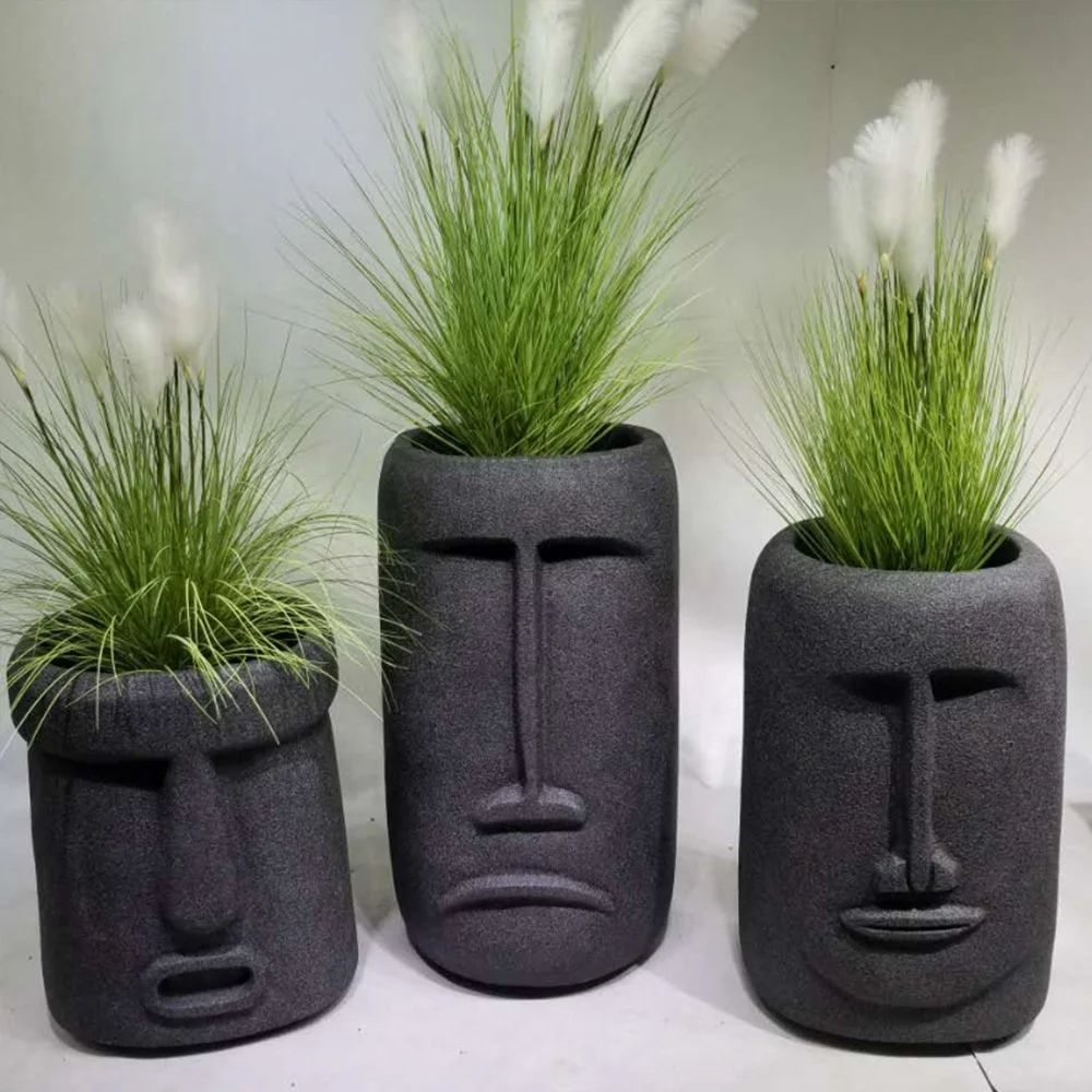 Creative Style Cool Face Head Planter Pots Flower Pot for Landscape Decor Garden Fiberglass Indoor Outdoor Eco-friendly Country