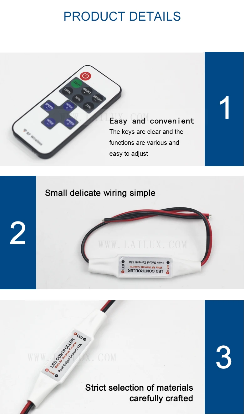 DC5-24V 11 keys wireless mini RF remote control switch single color dimmer LED light strip wireless dimming controller