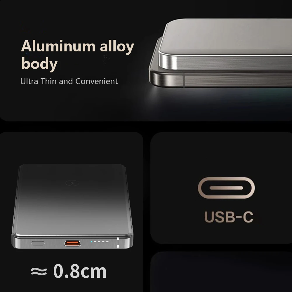 2024 Hot Selling Gift Mini Portable  Power Bank 10000 Mah Magnetic Wireless Power Bank Ultra Slim Power Bank With Logo Custom