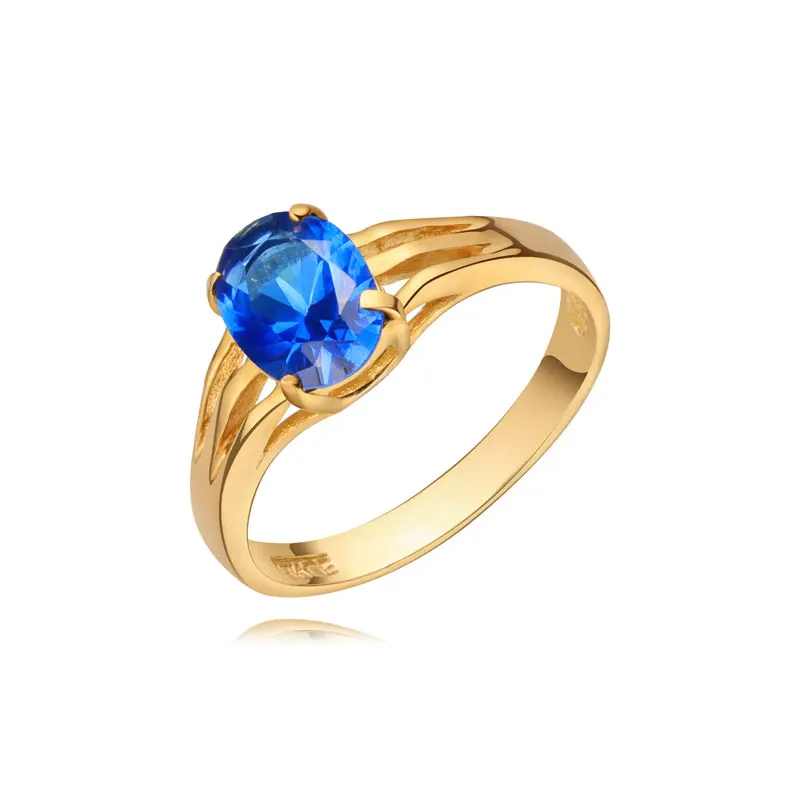 Keiyue Engagement Wedding Luxury bridal ring Blue Zircon gem ring in 925 sterling silver ring