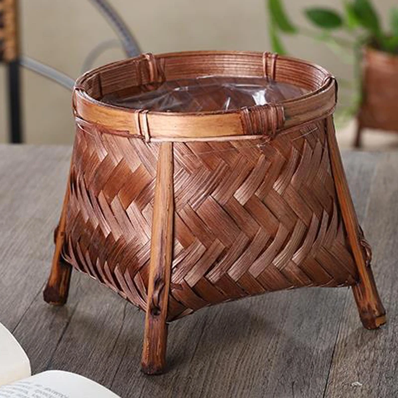 bamboo woven storage basket rustic home decor wedding  Woven Flower mini wicker Basket Portable Basket Rural Style