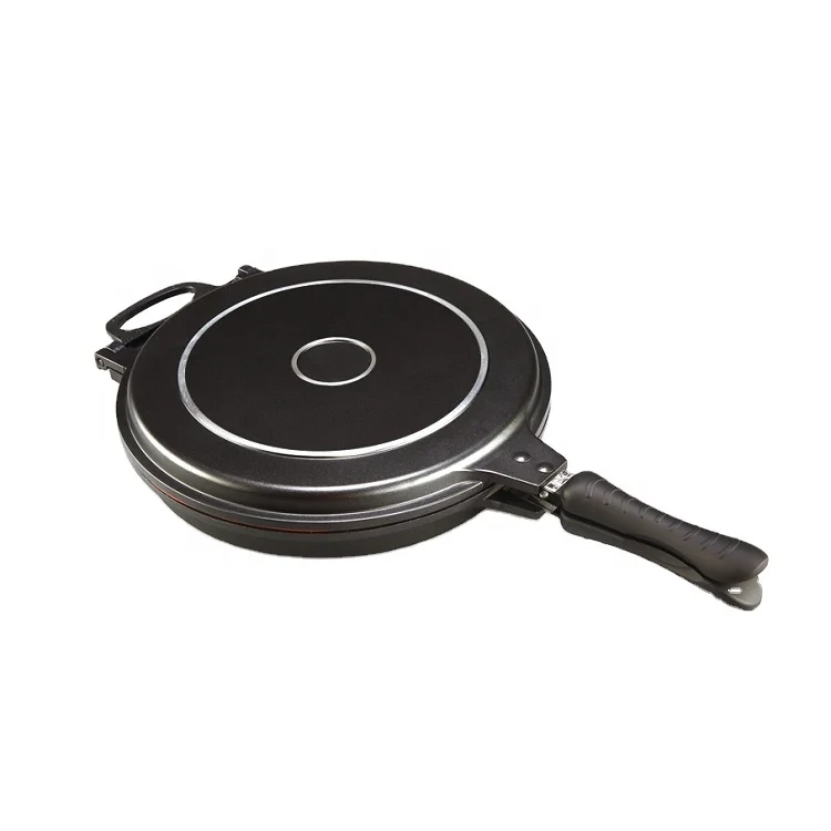 12Inch Marble Coat Fry Pan Double Side With Low Pressure Lid 32cm Round Shape Double Grill Pan Non-stick
