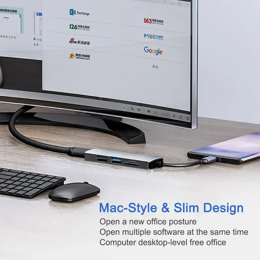 5 in 1 usb c hub Dock type c Laptop digital Display Type C Hub 4k HDMI TF SD card 10GB Expansion Dock docking station