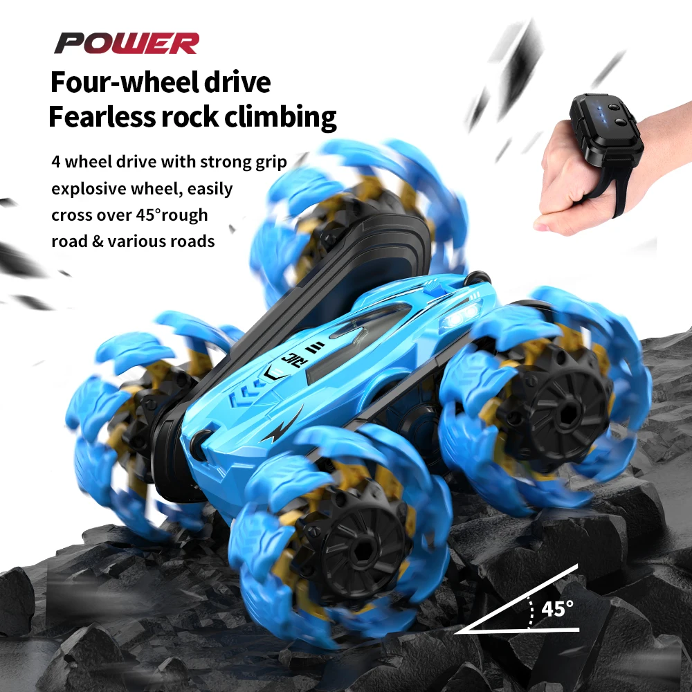 HW NEW Dual Remote 360 Rotation Drift Electric Hand Gesture Radio Control explosive wheel Rc Cars Stunt Car Toy for Kids