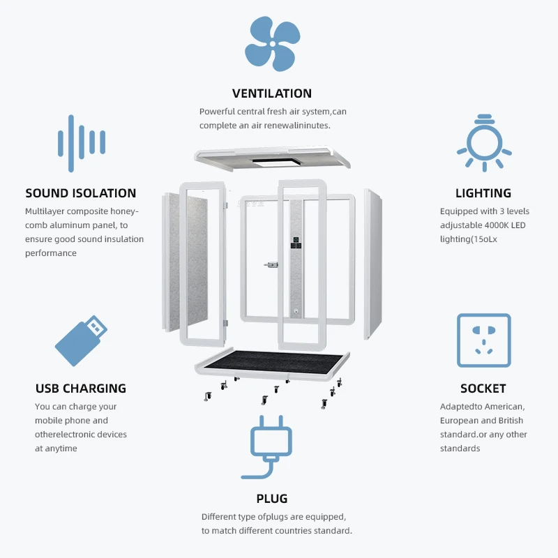 Movable Sound Proof Cabin Portable Diy Soundproof Drum Office Telephone Phone Booth For Sale