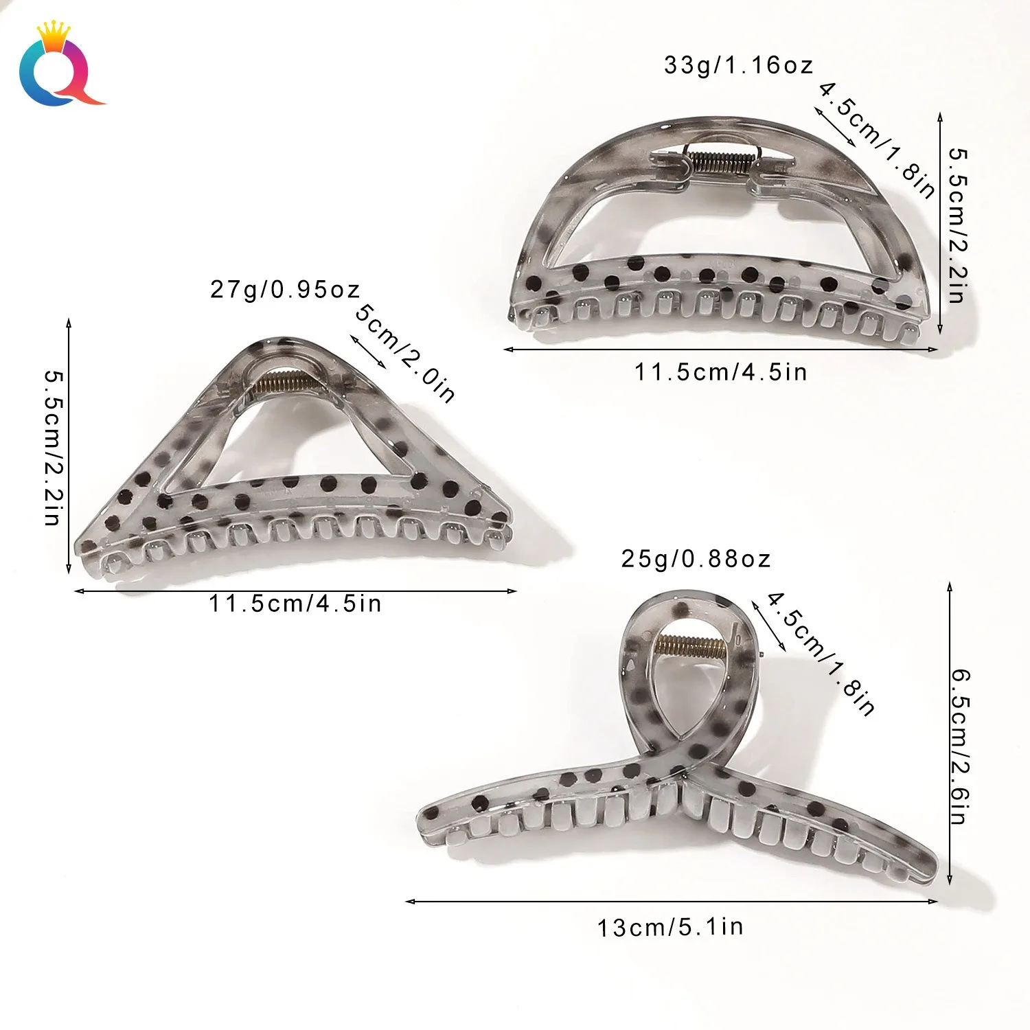 QIYUE PC Polka Dot Jelly Hair clip Advanced sense fashion hair clip shark clip