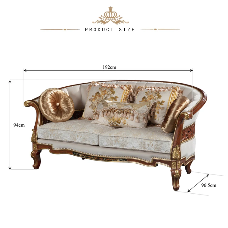 Yips LD-2004-1856 Wooden Luxury Series Solidwood Carving Handpainted Veneer Pattern Livingroom Classical 2 Seater Sofa