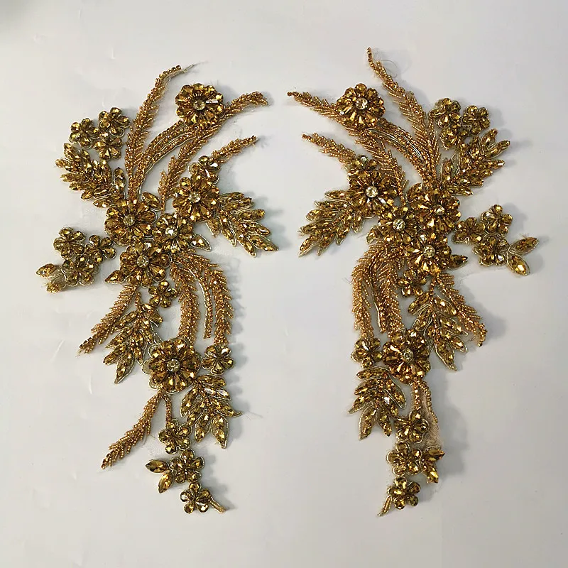 AFFNINTY  Luxury High-end Custom Made Handcrafted Embroidery Rhinestone Applique for Bridal Dress Couture Dance Costume