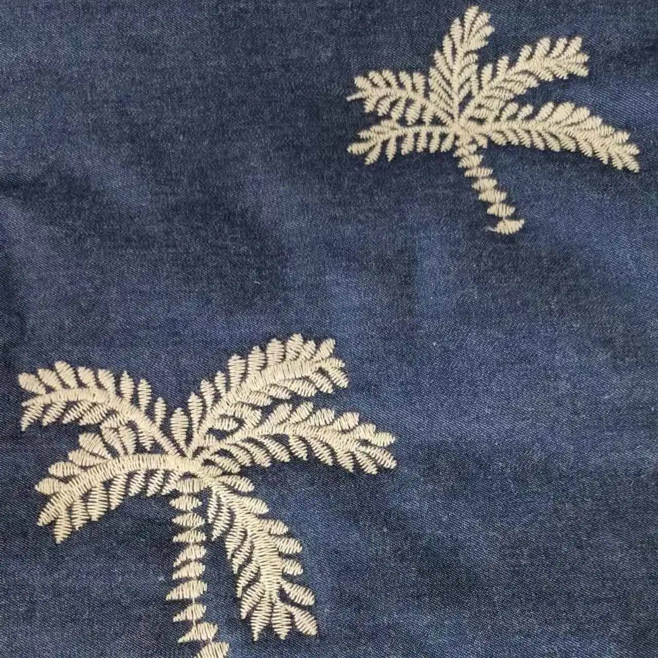 Fashion Classic Navy Golden Embroid 100% Cotton Custom Color Double-sided Embroidered Woven Fabric For Clothing