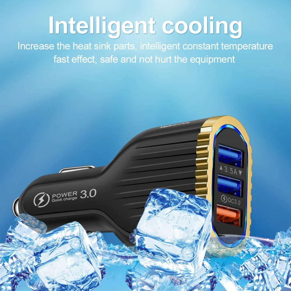 Eonline 3 USB Quick charge QC 3.0 USB Car Charger For Phone  Samsung S10 Xiaomi Car-Charger Mobile Phone fast charger