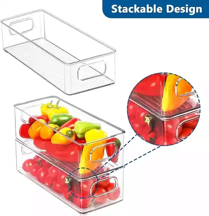 Wholesale Transparent Fridge-Organizer Storage Containers For Fruits And Vegetable Stackable Storage Boxes Kitchen Organizer