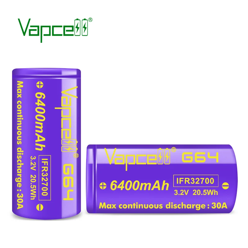 High Capacity 6000mAh 6400mAh Lifepo4 32650 32700 Rechargeable Lifepo4 Battery Cell