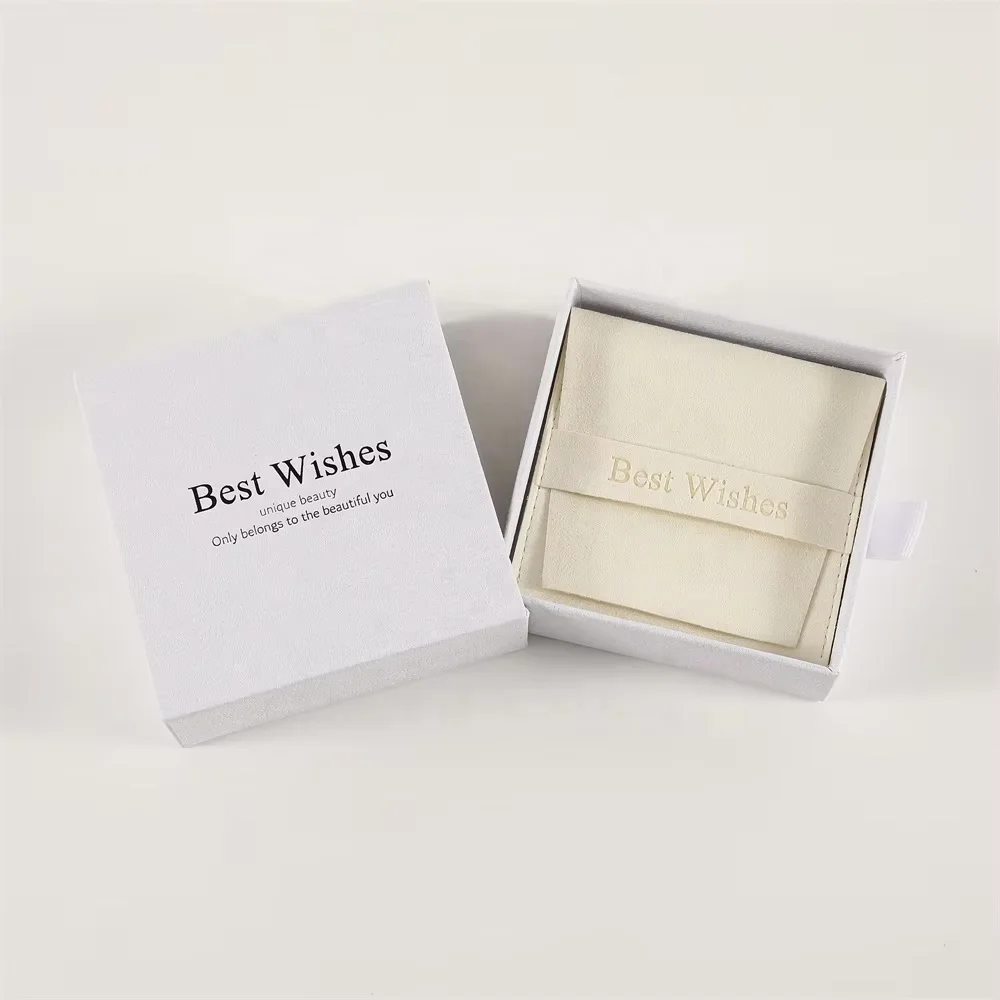 9*9 Box with Pouch Necklace packaging Jewelry Box with logo Microfiber Jewelry Bag Pouch Drawer Necklace Earring Box