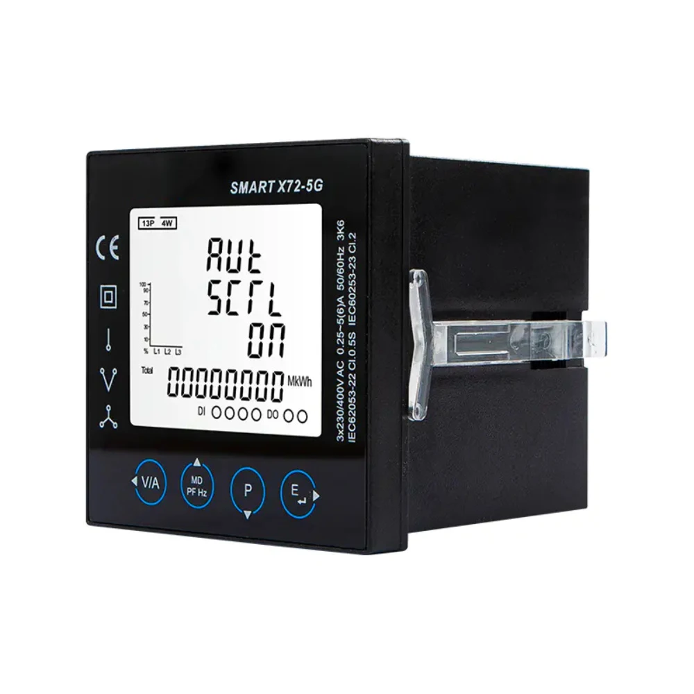 Smart X72-5G DI/DO RS485 Modbus 72x72 Panel Mounted Multi-function Power Analyzer