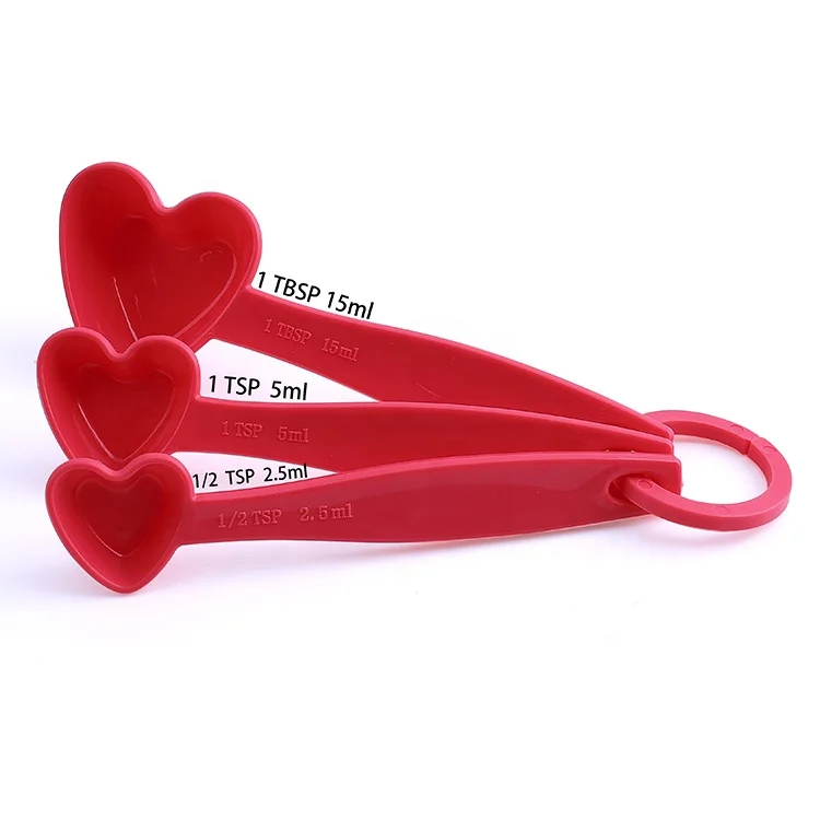 4 шт., Кухонные цифровые мерные чашки в форме сердца, 2,5 мл, 5 мл, 15 мл