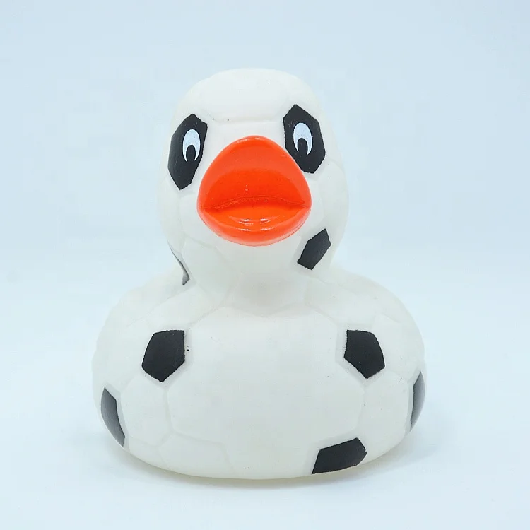 Wholesale Promotional Custom Soft PVC Bath Duck Squeeze Floating Plastic Soccer Rubber Duck