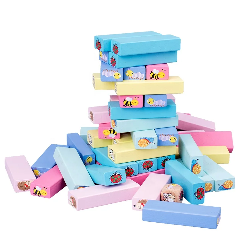 Wooden Educational Montessori Building Blocks Animal Cartoon Toys Kids Stack wooden Toys