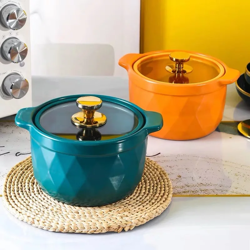 drop shipping Northern pottery casserole made in clay pot with spodumene clay pot with open fire Colored glaze casserole