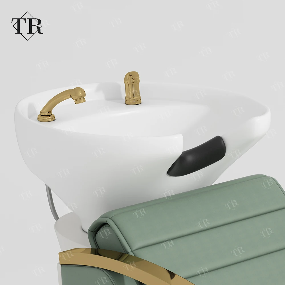 Modern Luxury Green Electric Shampoo Chair Bed With Salon Sink And Chair Shampoo Sink With Chair For Living Room