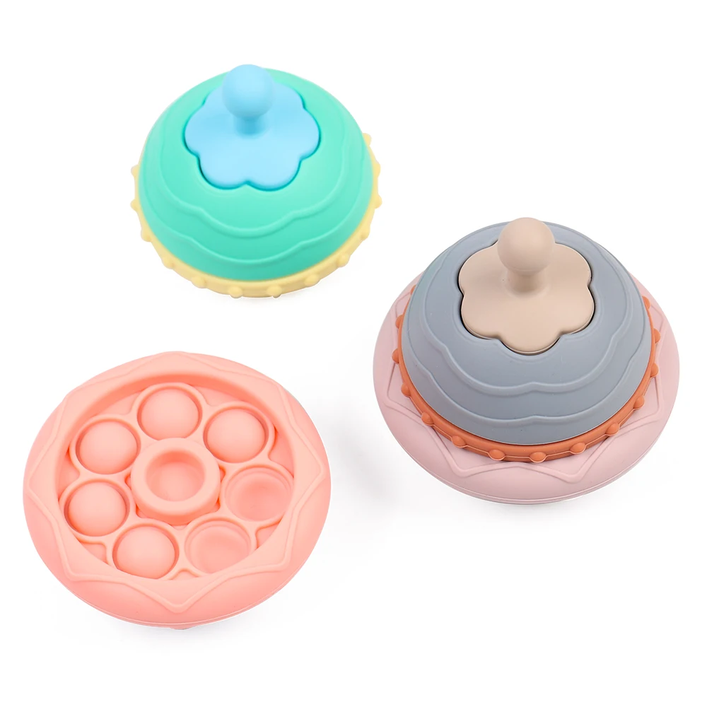Newsun Own Patent UFO flying saucer Shape Gyro baby silicone stacking blocks 3D Puzzle Jigsaw Standing Toys Toys