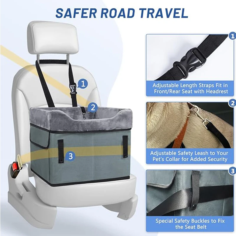Small Dog Car Seat for Small Dogs Adjustable Straps Perfect for Small Pets Up to 25lbs  Elevated dog booster seat