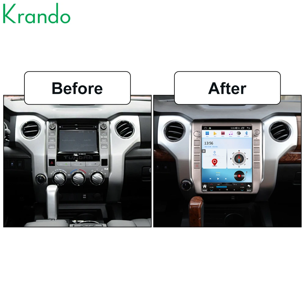 Krando 12.1 Inch Tesla Style Car Stereo for Toyota Tundra 2014-2021 Car Multimedia Player Built-in Wireless CarPlay WIFI 4G