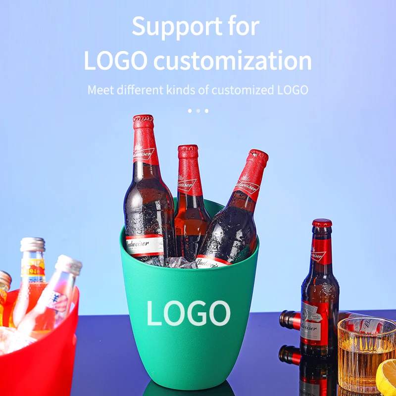 Wholesale customized 4L Plastic Wine Bottle Ice Bucket with Handle for Beer and Beverages
