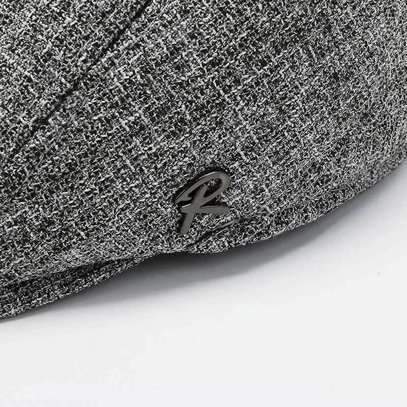 High Quality Cotton Canvas Embroidery Beret Men Casual Peaked Berets Hat