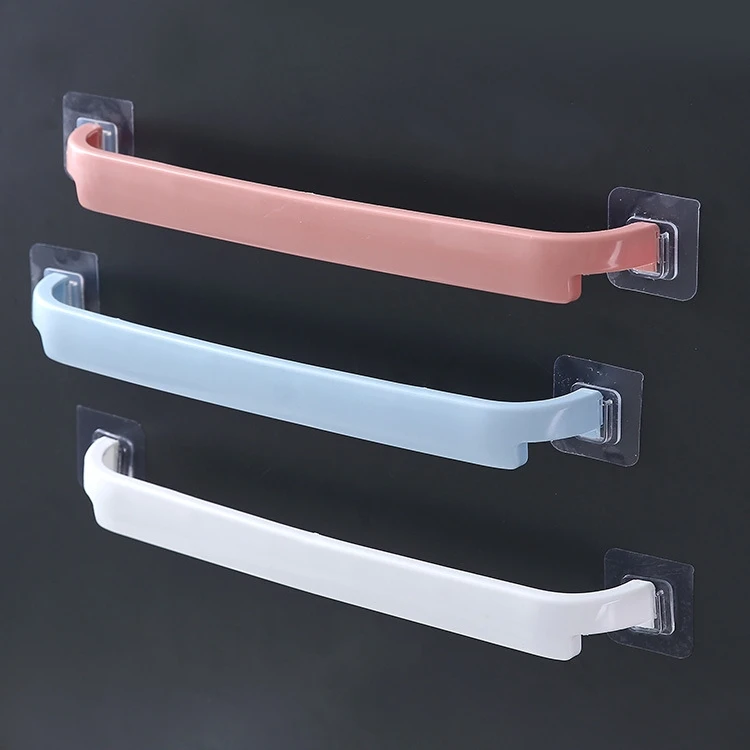 Towel Holder Self-adhesive Bathroom Towels Rack Washhand Hanger  Rail Bar Kitchen Storage Accessories