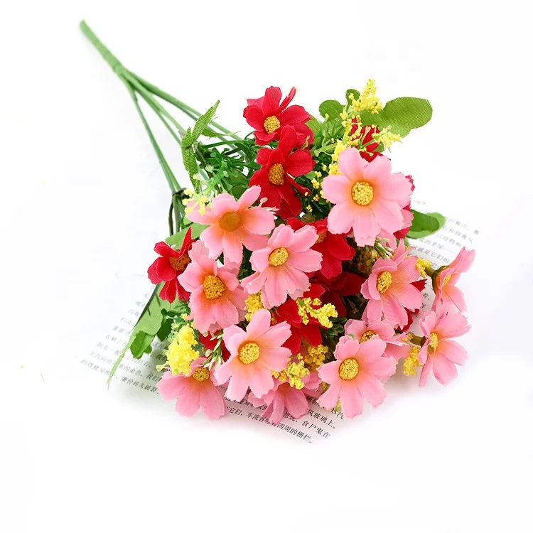 Jumping Daisy dancing orchid chrysanthemum Bouquet small artificial flower bunch in vase pot Home Wedding Decoration