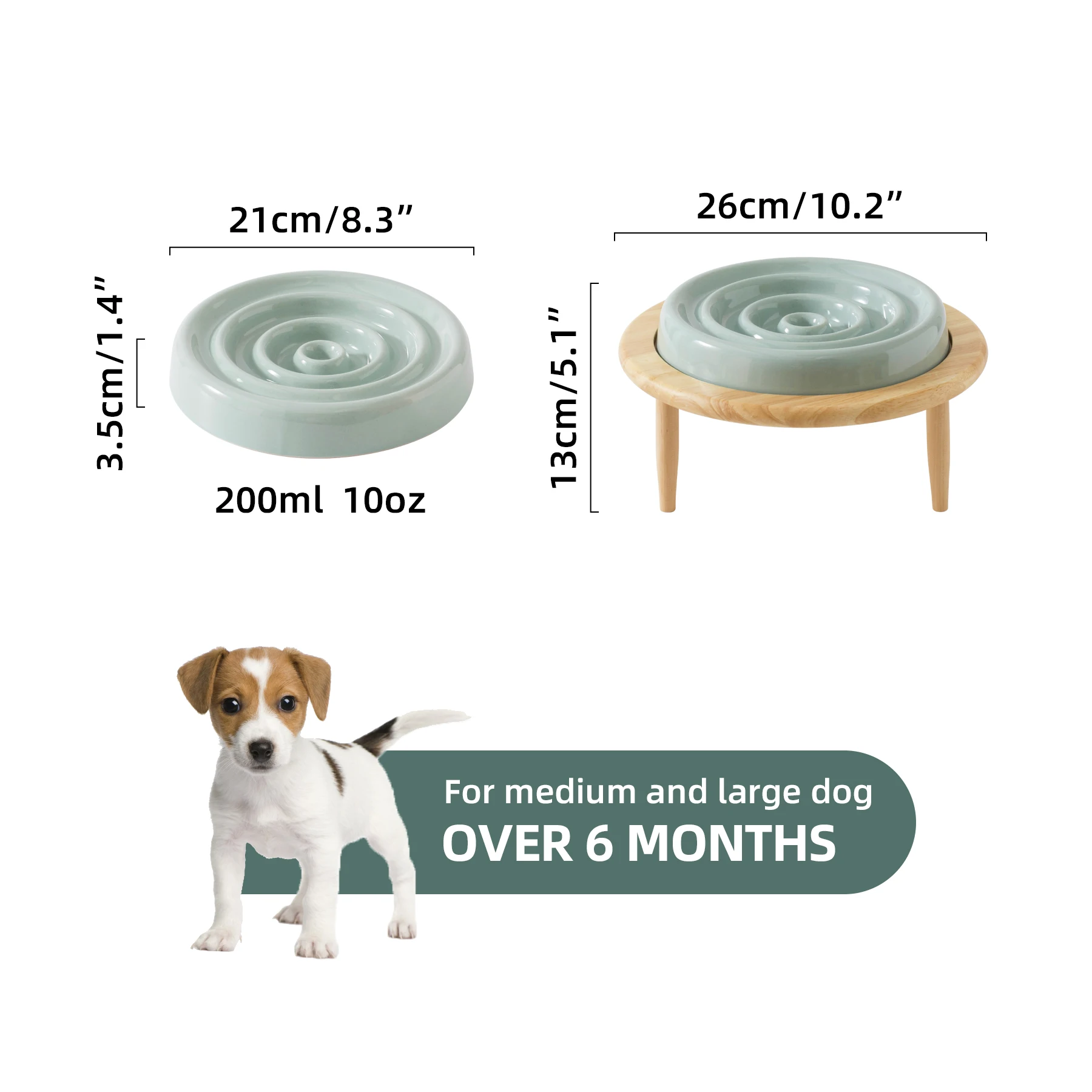 Slow Raised Ceramic Dog Bowl Elevated Food Dog Pot Non-Slip High Stand Pet Feeder For Medium Big Dog Plate Cross Border Supplier
