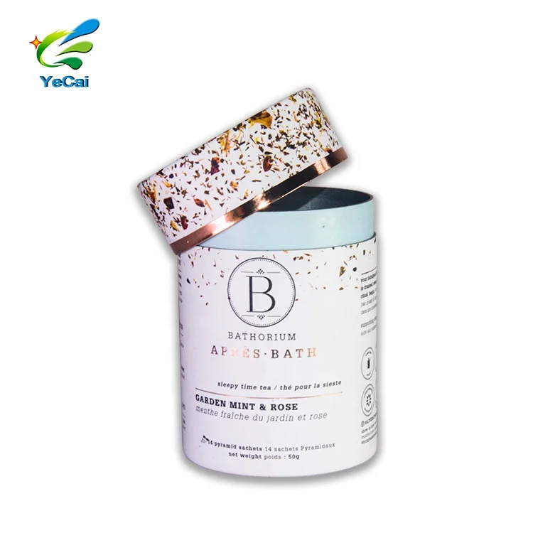 Custom Rotating Sifter Loose Powder Cardboard Jar Biodegradable Compact Kraft Paper Tube Box Bath Salt Container Packaging