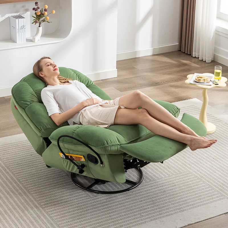 Flannel fabric manual recliner chair with phone holder rocking and swivel