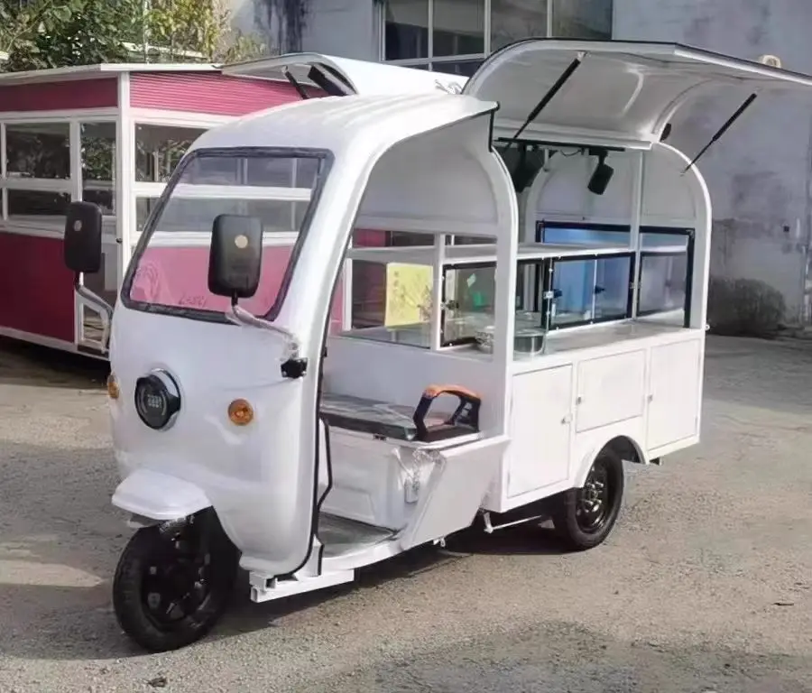 Commercial Outdoor Food Car Fast Food truck Stainless Steel Mobile Three Wheeled Food Trucks For Sale