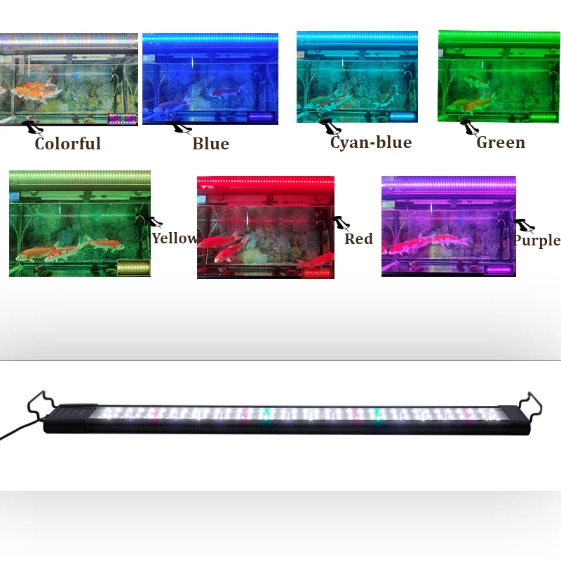 New arrival IP68 60W Timing Fish Tank Lights With extendable brackets Colorful  Fish Tank Controller With LED display