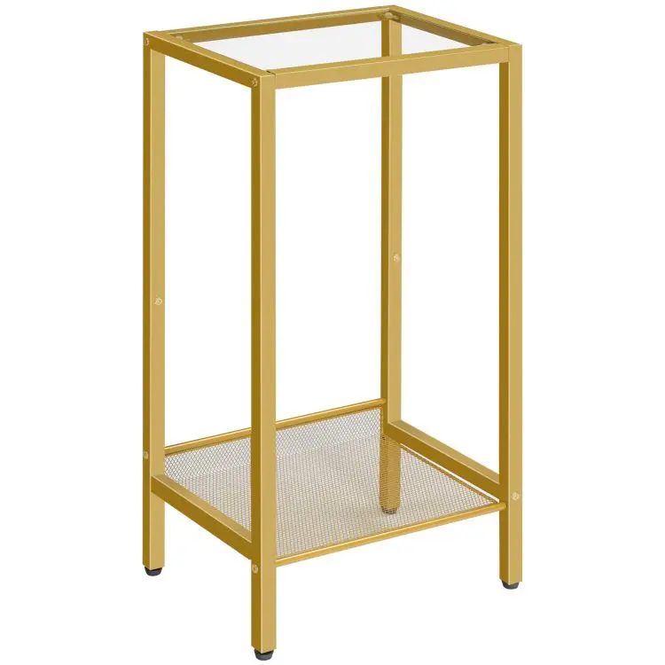 Wholesale Modern Metal and Glass Side Tables, HOOBRO Brand Glass Top End Table with Metal Frame, Luxury Glass Accent Lamp Table