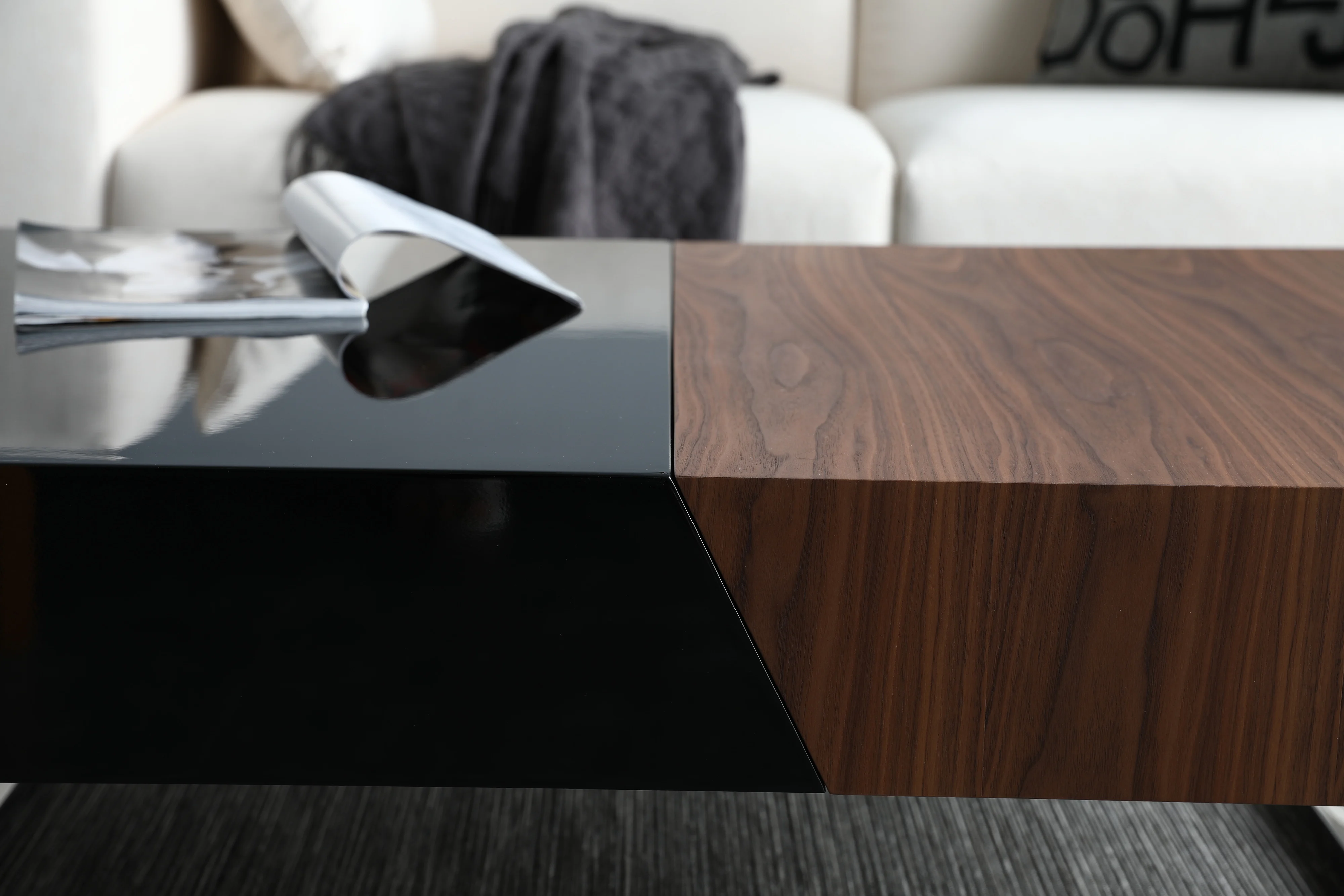 Современный дизайн мебель для гостиной прямоугольный ореховый винированный журнальный столик из древесины MDF