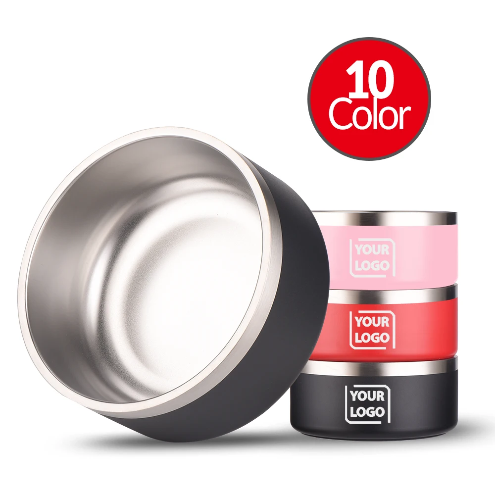 
Wholesale Big Metal Non Slip Dog Bowl Double Wall 64oz Powder Coat Black Pink Pet Stainless Steel Insulated Dog Food Feed Bowl 