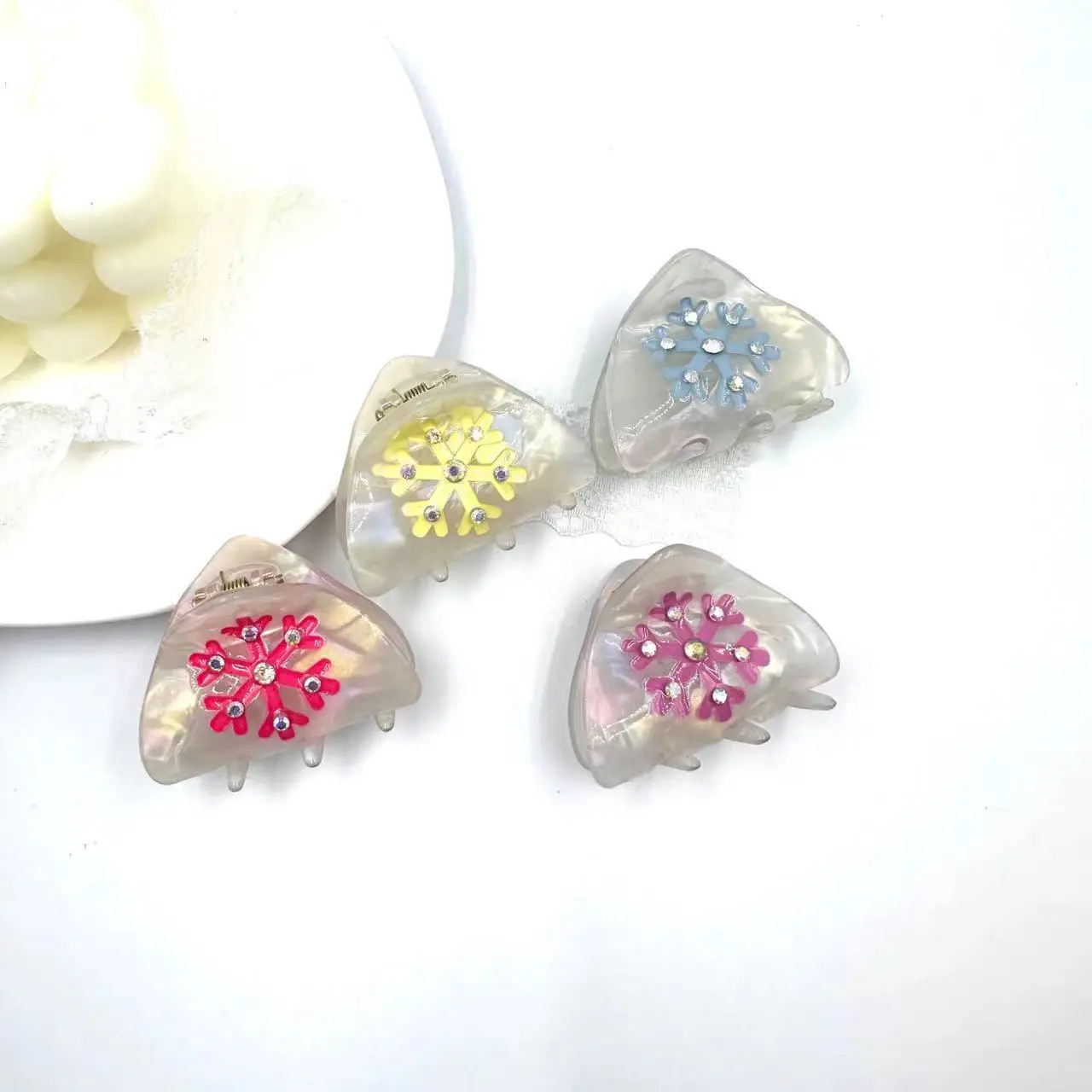 Hairpin Half a Ponytail Clip Christmas Hair Tiara Cute Cat Ears Acetate Snowflake Opp Bag Hair Accessories Fashion Accessories